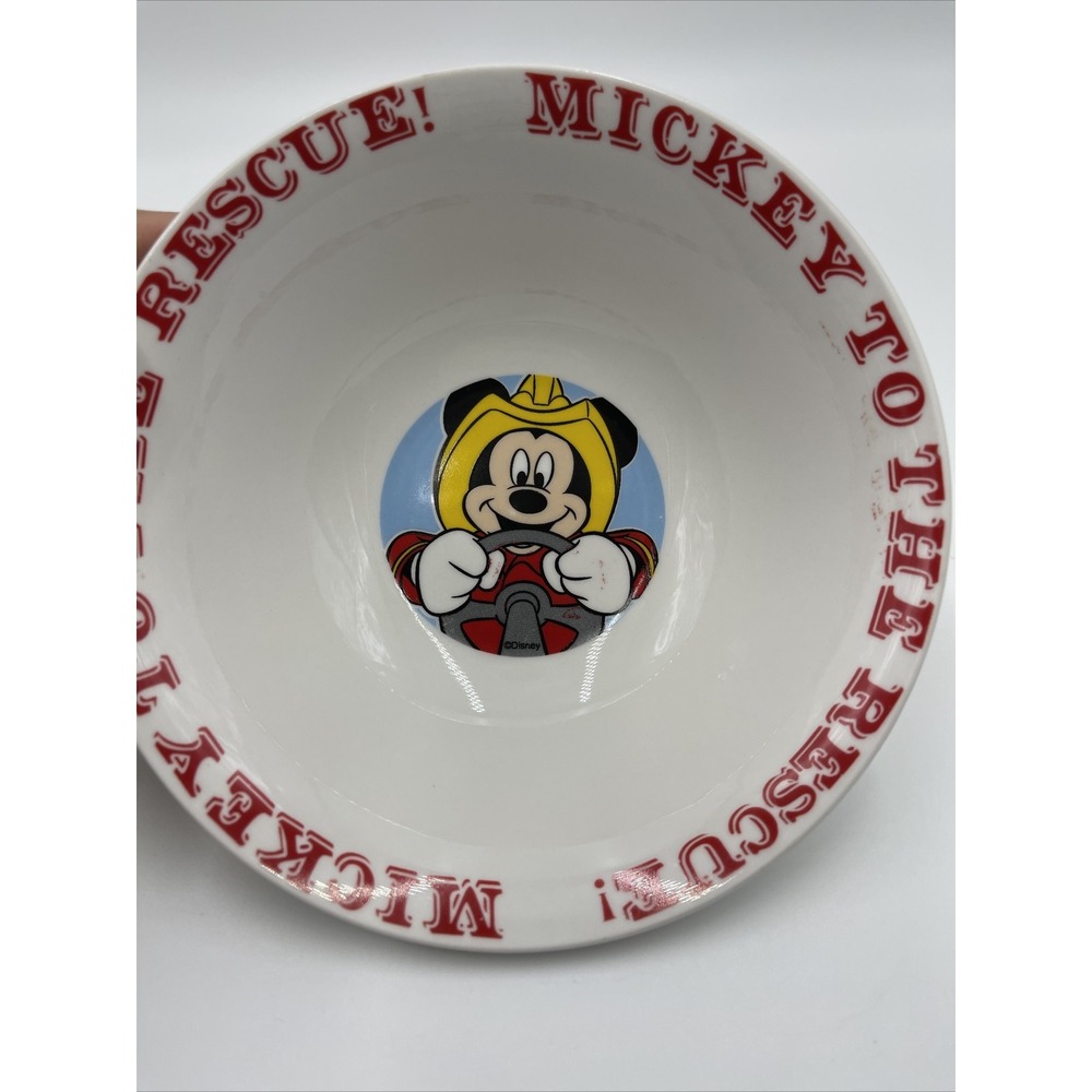 MICKEY TO THE‎ RESCUE Disney 7" RARE Mouse CERAMIC Bowl FIREFIGHTER White #08 - Picture 7 of 9